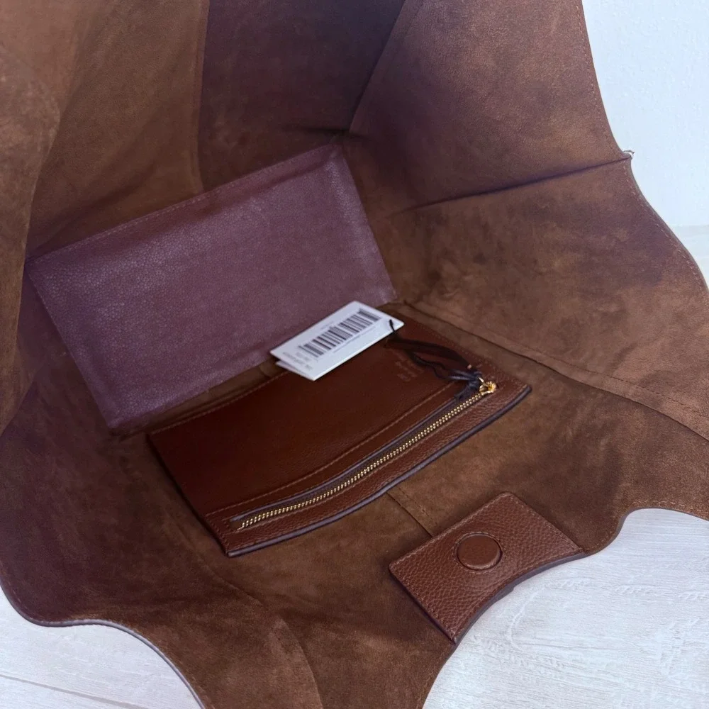 RSVP Paris Parachute Small Tote Bag Womens Brown Grained Calfskin Leather NWT